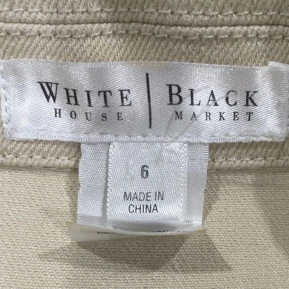 White House Black Market Size 6 Light Tan Embroidered Jacket - Picture 3 of 8